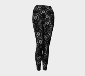 image of black and white mosaic yoga leggings