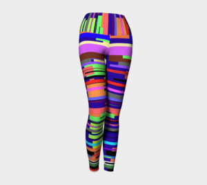 image of bright striped yoga leggings