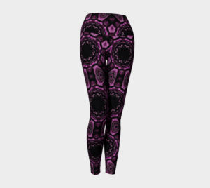 image of pink and black mosaic yoga leggings